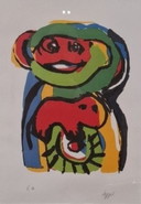 Karel Appel (CoBrA) - 'Aap' (ingelijste zeefdruk) 