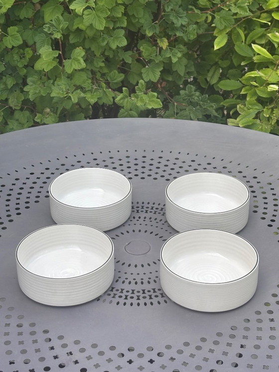 Image 1 of x4 Ciotole Vintage Franco Pozzi - Ceramica bianca con finiture nere