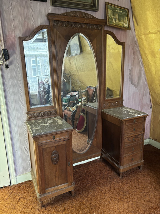 Antique Dressing Table - Mirrored Cabinet