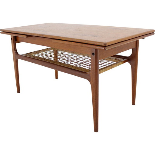 Mesa de centro extensible vintage de teca, Dinamarca, 1960