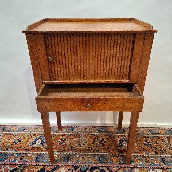 Antiek Hollands Potten- Of Nachtkastje Van Massief Eikenhout Uit De Periode Rond 1800 (Louis Seize-Stijl) (photo 8 of 11)