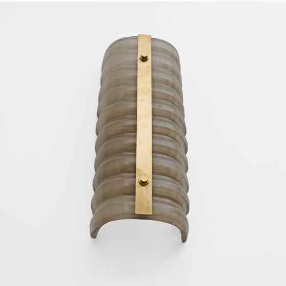 Image 1 of Coppia di applique moderne in ottone e vetro di Murano fumé