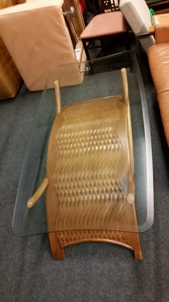 Image 1 of Couchtisch aus Bambus, Rattan und Korbgeflecht
