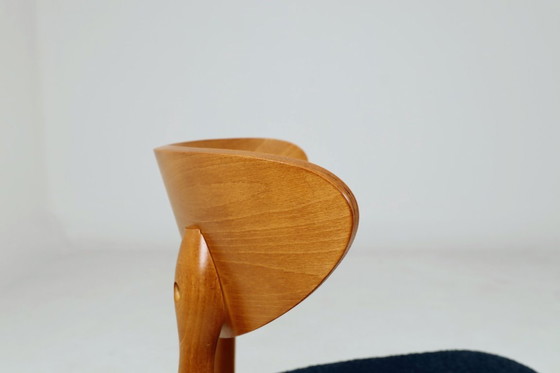 Image 1 of Scandinavische eetkamerstoelen set van 4, marineblauw met krullend design