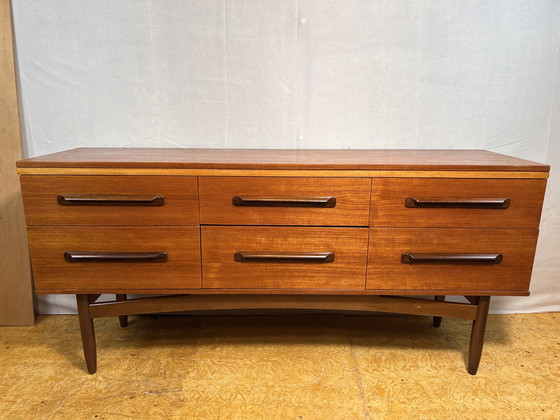 Image 1 of Mid-Century Retro Vintage Teak Sideboard 1960s 6-Drawer Storage Stylish & Functional
