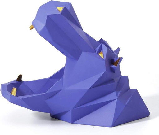 Amoy-Art Voorraaddozen Koektrommel Nijlpaard Koekjesblik Figuur Decoratie Hippo Sculptuur Standbeeld Voor Huis Cedeau 19.5cmH
