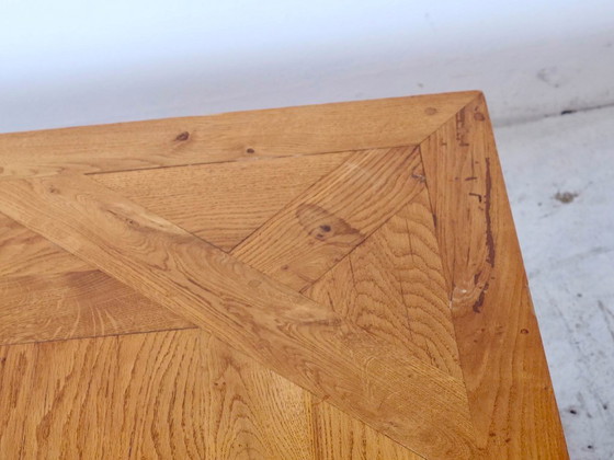 Image 1 of Solid oak coffee table, Aremberg parquet pattern, 19th century