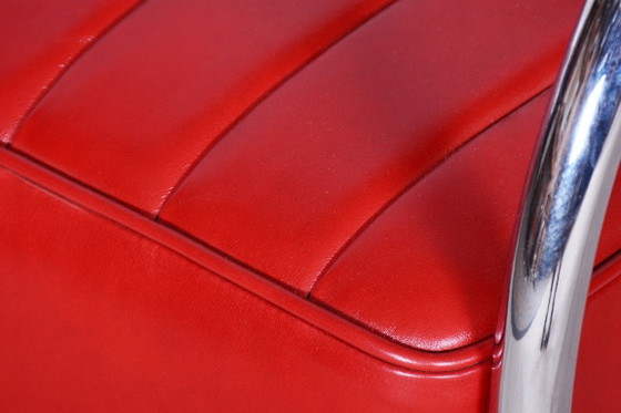 Coppia di poltrone Bauhaus restaurate, di Hynek Gottwald, in pelle, ceche, anni '30. – Leather, Metal (photo 8 of 17)