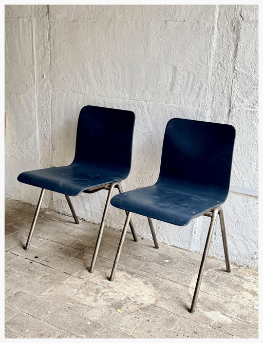 2 Stoelen industriali vintage, metallo e metallo 