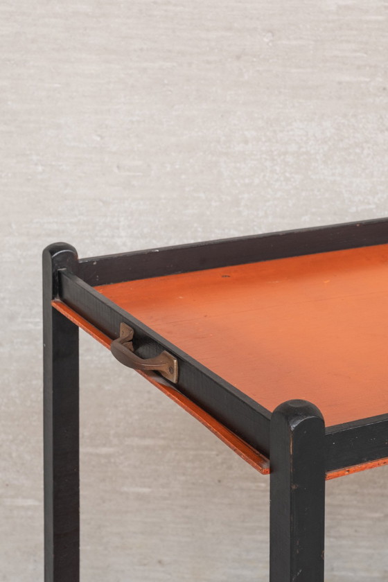 Image 1 of 1930s orange and black coffee cart