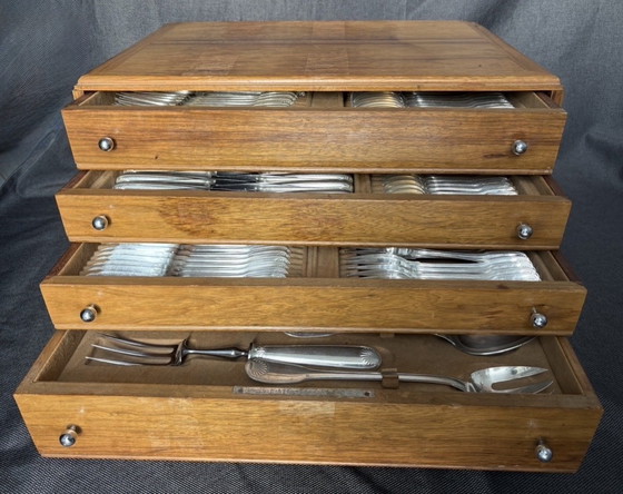 Image 1 of Prestigieux Service Christofle Vendôme "Honnorat Marseille" - 146 Pièces avec Cabinet d'Origine