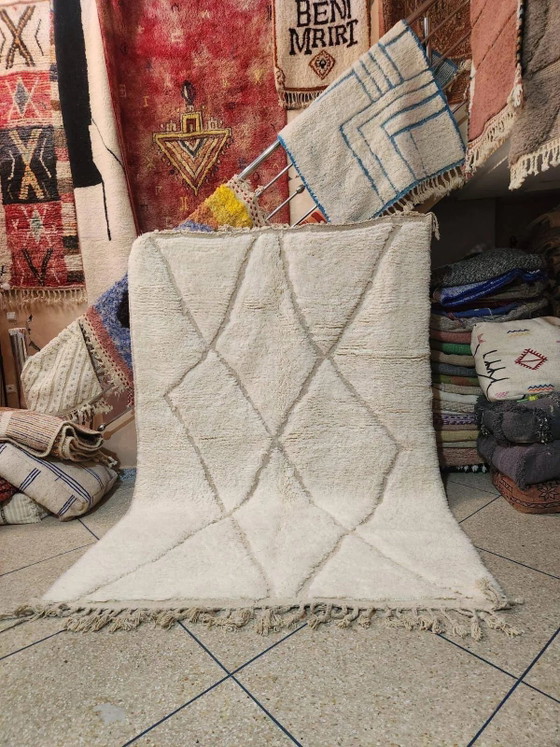 Large Beni Ouarain rug 300x200 cm in natural wool, Berber rug, Rugs & carpets, Cotton, White, Scandinavian (photo 2 of 3)