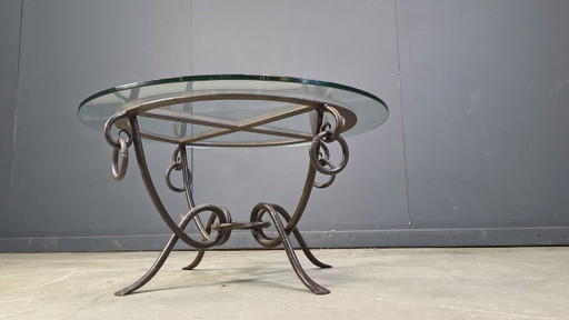 Smeedijzeren salontafel van René Drouet, jaren 1940.