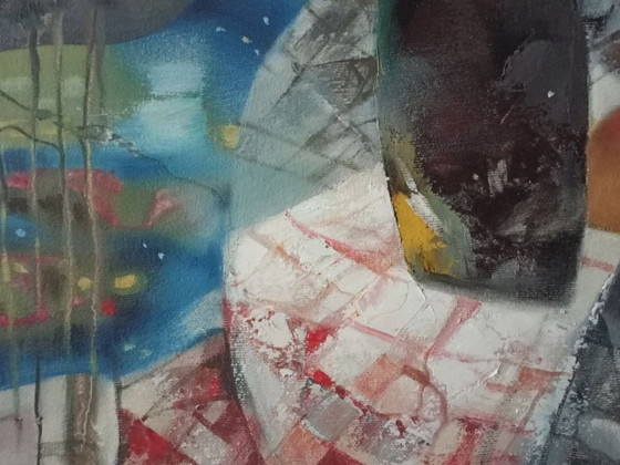 Dipinto a olio originale Natura morta astratta subacquea con pesce – Dipinti e disegni, Canvas (photo 6 of 7)