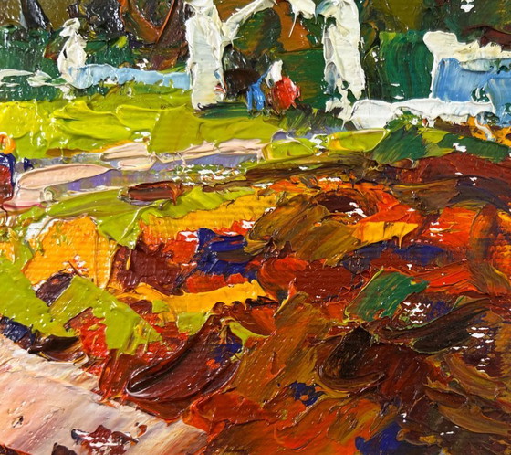 Image 1 of Original Oil Painting Summer Forest Landscape In the evening calm
