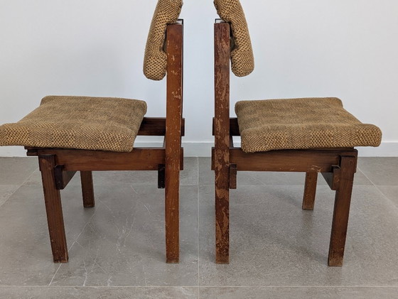 Image 1 of Paire de chaises de style Rietveld avec assise et dossier réglables, années 1950