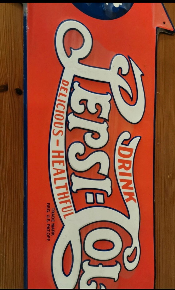 Image 1 of Vintage Pepsi-Cola Sign 🥤 - Metal Arrow