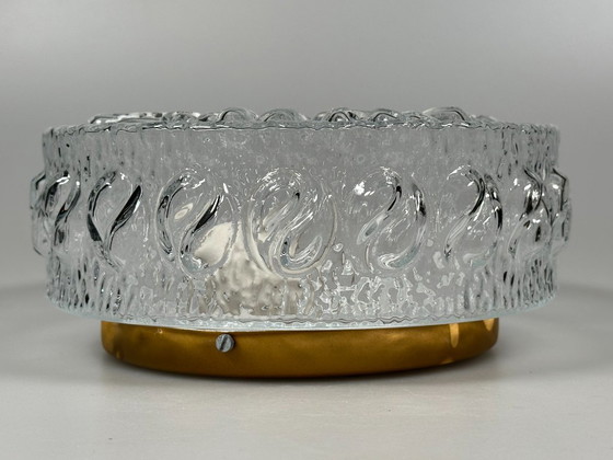 Image 1 of 60er 70er Jahre Deckenlampe Plafoniere Flush Mount Glas Metall Space Age Design