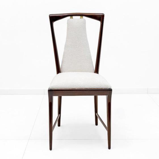 Image 1 of Set of 6 Osvaldo Borsani Mid-Century Modern Italian Bouclè Dining Chairs, 50s