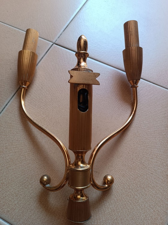 Pair of Art Deco style Wall lights (Italy), Metal, Brass, Gold (photo 7 of 9)