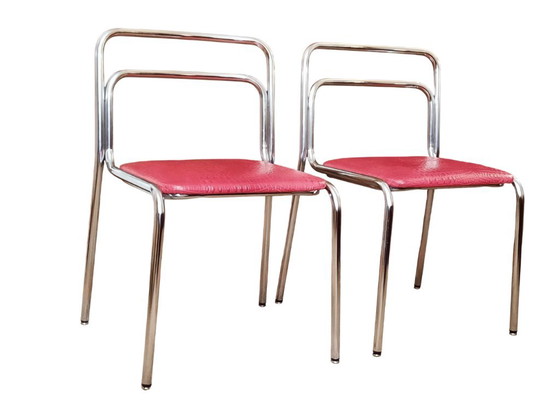 2 Vintage Leather Chairs 60s 70s – Dining chairs, Chrome (photo 3 of 7)