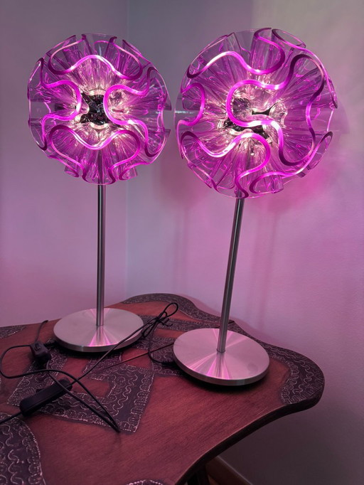 2x QisDesign tafellampen CORAL paars
