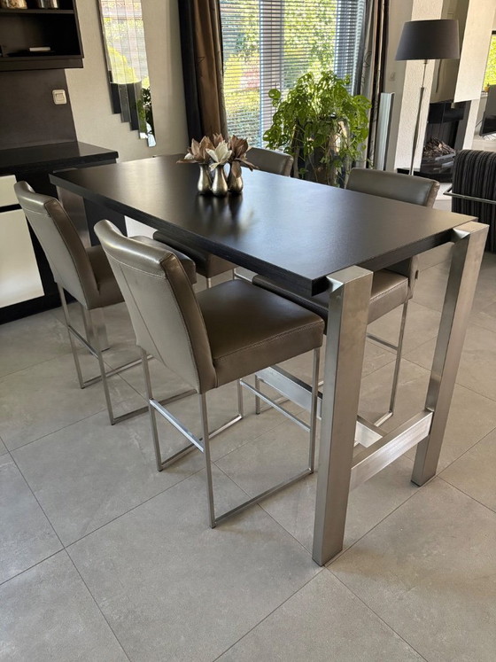Tavolo da bar e 4 sgabelli Bert Plantagie – Set da pranzo, Leather, Metal (photo 5 of 5)