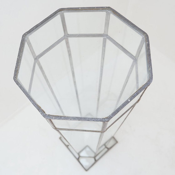 Image 1 of Colonne Art Déco en verre et zinc