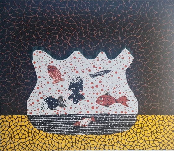 Image 1 of D'après Yayoi Kusama, Poisson rouge, Lithographie, années 1990