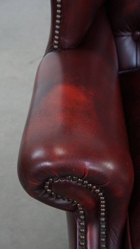 Image 1 of Sedia chesterfield inglese in pelle di manzo con ampia seduta