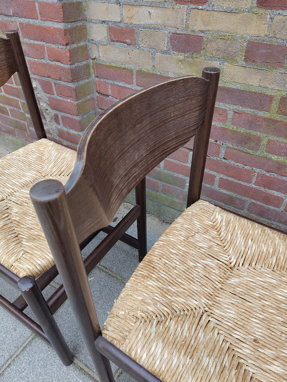 Image 1 of Retro vintage chairs with wicker 70s Pastoe