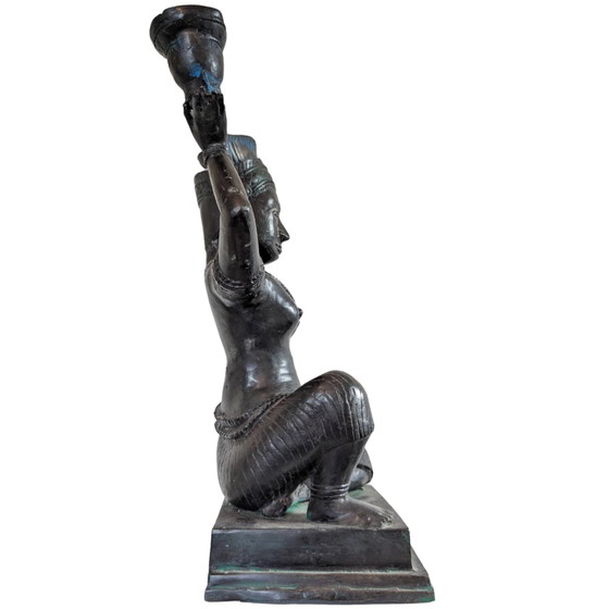 Bronzen Yakshi Tempeldanseres Kandelaar – Kandelaars en kaarsen (photo 3 of 10)