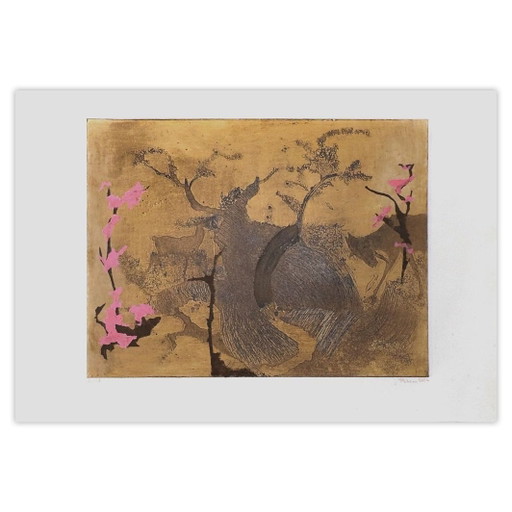 Monique Pehem (Breton-Prouté) Gravure Signée Broussailles 2014 – lithos zeefdrukken, Paper