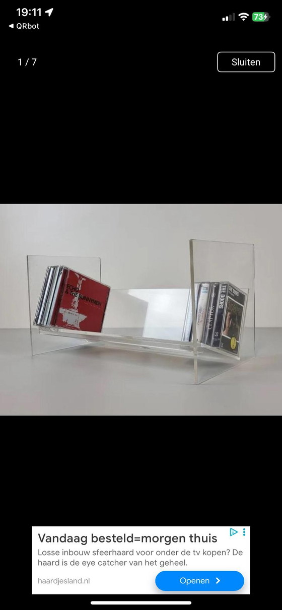 Image 1 of Space Age Design - Vintage EICKEL  acryl - Opbergrek cd's, vinyl lp's, en boeken - Duitsland ‘80.