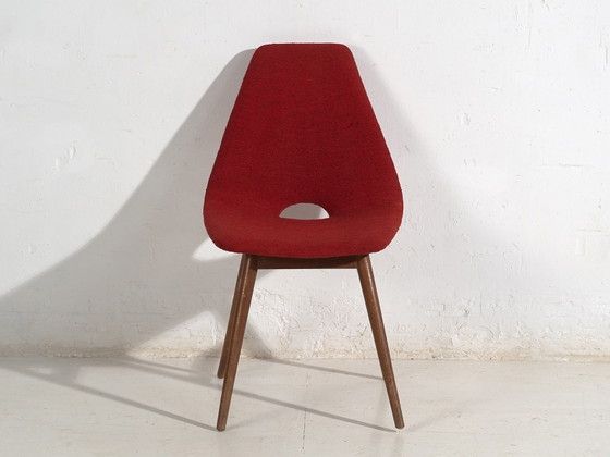 Chaises style vintage rouge bordeaux (c.1950). Lot de 2 pièces #3, Fauteuils d'appoint, Bois, Textile (photo 44 sur 46)