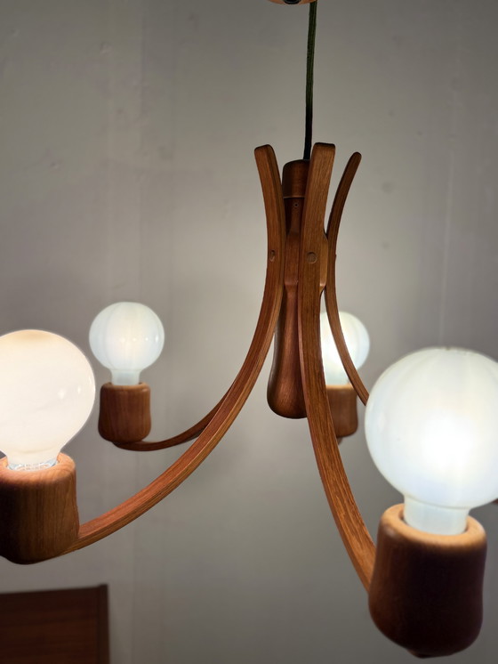 Image 1 of Contrepoids de lustre en teck vintage, Domus '80