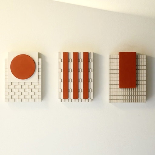 Sculture da parete in cemento - set di 3