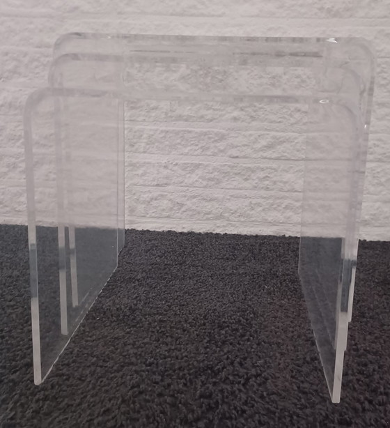 Image 1 of Mini,Mimi Set,3 Tables d'appoint,Plexi,Plastique,Translucide en forme de U