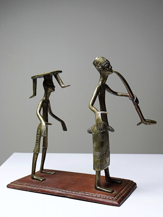 Image 1 of Fon figurine, Dahomey, Benin, vintage craftsmanship 1950s-1970s brass/bronze