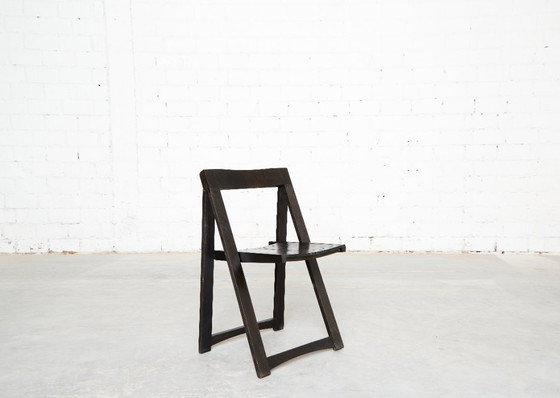 Chaise pliante Aldo Jacober Trieste pour Alberto Bazzani - Lot de 4, Chaises pliantes, Bois, Noir, Vintage (photo 3 sur 12)