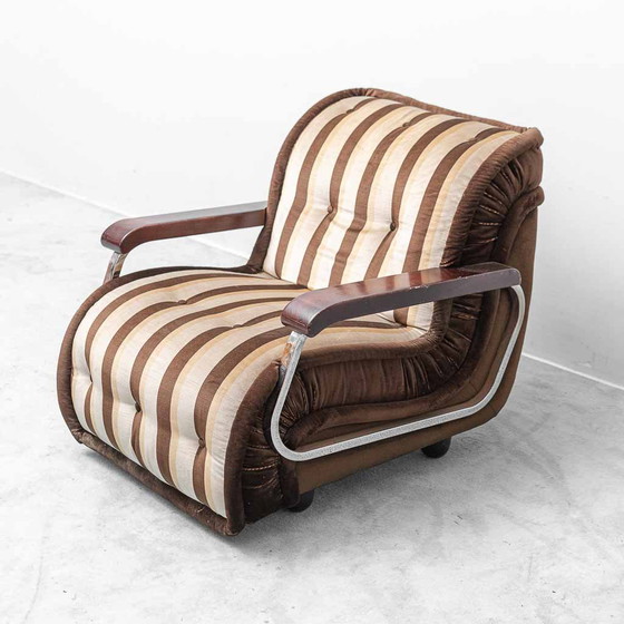 Poltrona vintage Malga in tessuto a righe – Design anni '70 – Poltrone, Wood, Metal (photo 4 of 9)