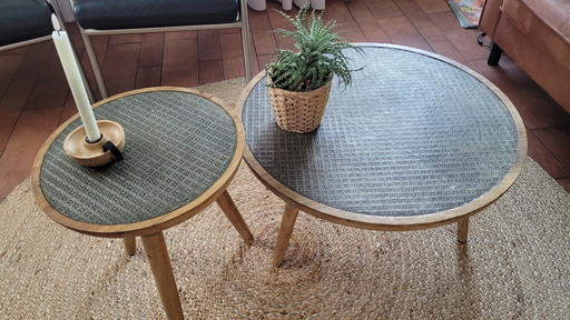 2 beautiful coffee tables wood metal vintage look