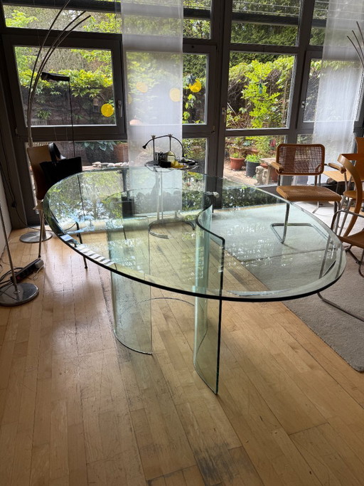 FIAM Italia Marea eettafel, gebogen glas, designklassieker
