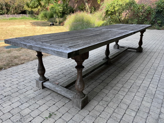 Grote Rustieke Tafel In Massief Hout – Overstock, Eettafels, Wood (photo 2 of 15)