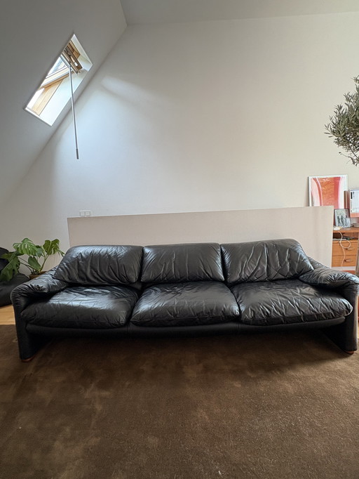 Maralunga 3 posti in pelle nera