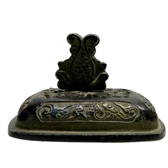 Antiguo quemador de incienso Koro japonés de bronce con relieve de dragón - Censer de altar del período Meiji (photo 8 of 11)