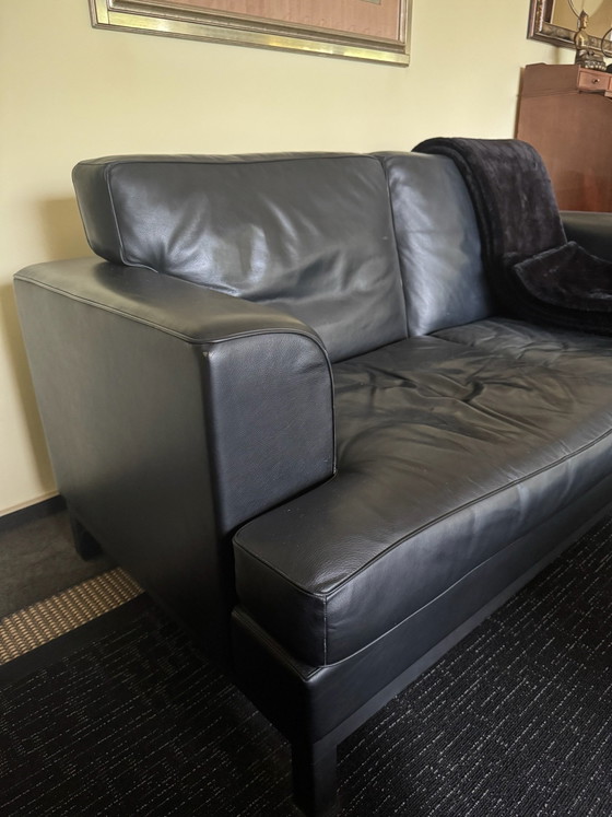 Poltrona Frau „Socrate“ / „Socrate Large“, 3er-Set Premium Ledermöbel (Schwarz), 2 Sitzer Sofas, Holz (Foto 2 von 5)