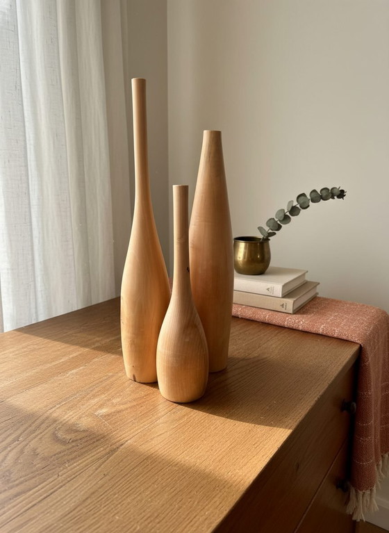 Image 1 of Set of 3 handmade solid wood vases – Leonardo Bueno