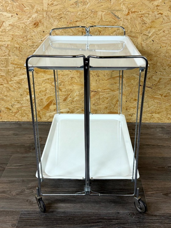 Image 1 of 1960s/70s Serving Trolley/Dinette Side Table, Space Age Design, Chrome/White