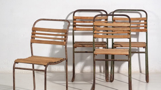 Antike Gartenstühle (ca. 1920). 4er-Set #1 – Wood, Iron (photo 3 of 40)